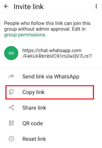 Copy WhatsApp group invite link to clipboard