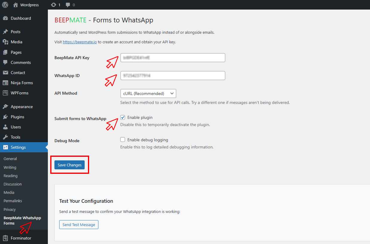 Configure BeepMate plugin