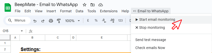 Start the email monitoring script