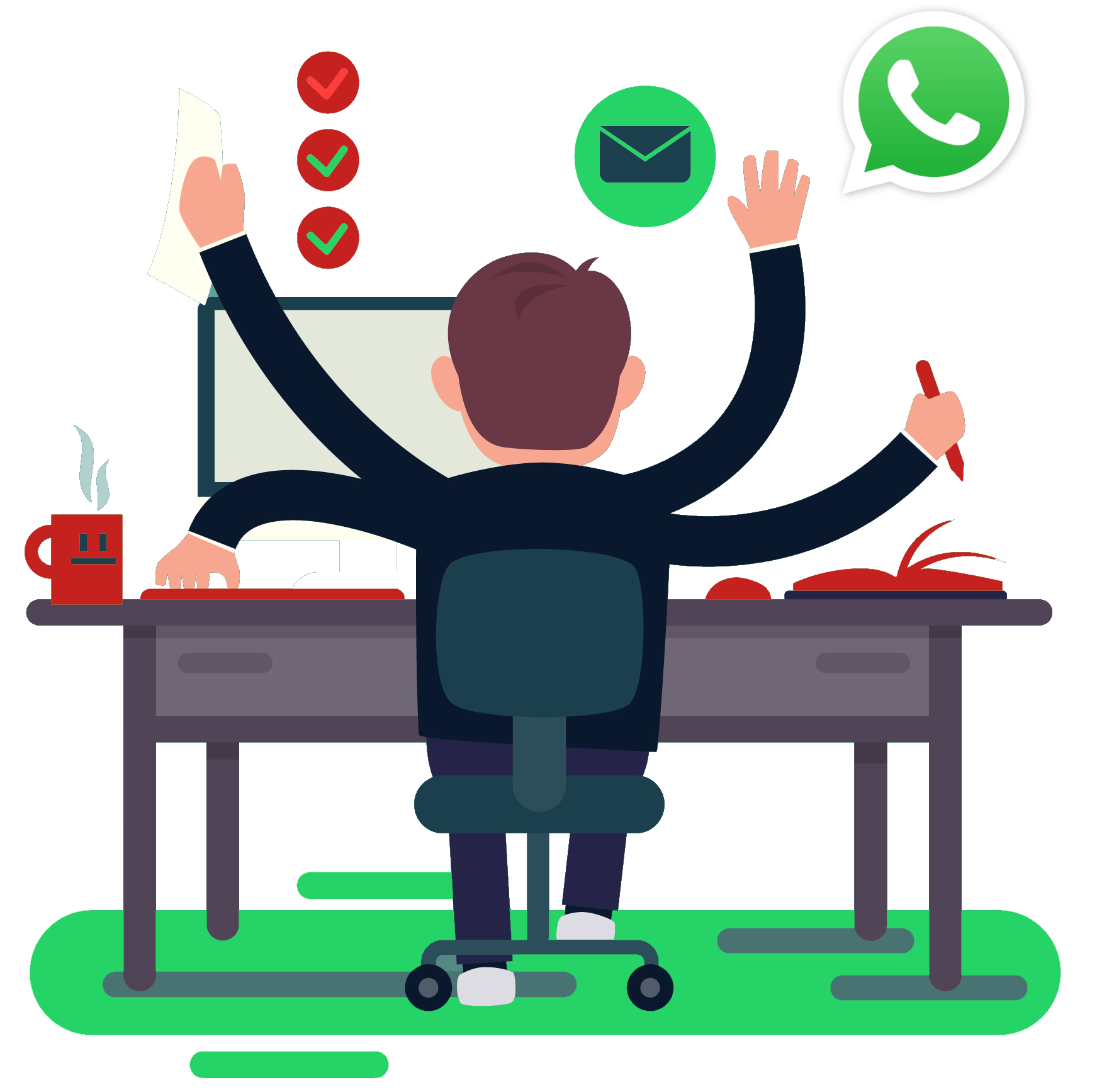 BeepMate forwarding email to WhatsApp on a mobile phone
